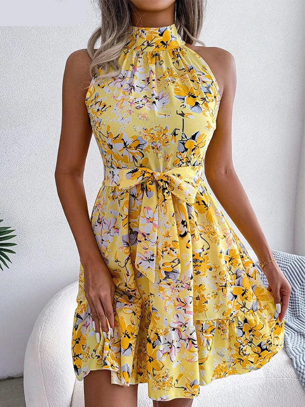 Robe courte chic à imprimé floral et décontractée