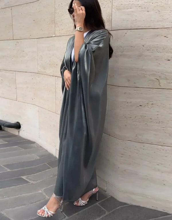 Abaya mariage satin pour femmes de style marocain et kimono